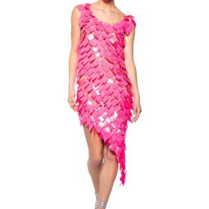 Callie Lives Stasia 3006 AKIRA Its A Hot Pink Party Sequin Chain Mini Dress Med